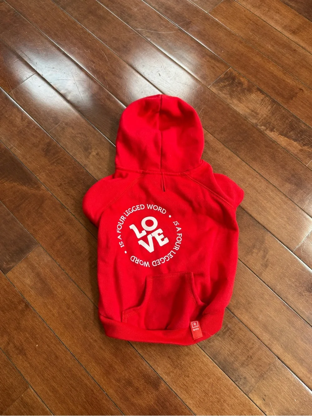 Reddy Red “LOVE” Dog Hoodie Sweatshirt, size Medium
